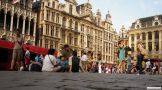 Many people in the Grand-Place at Brussels 