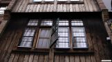 The windows of a old hotel at Bruges