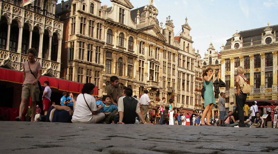 Many people in the Grand-Place at Brussels 