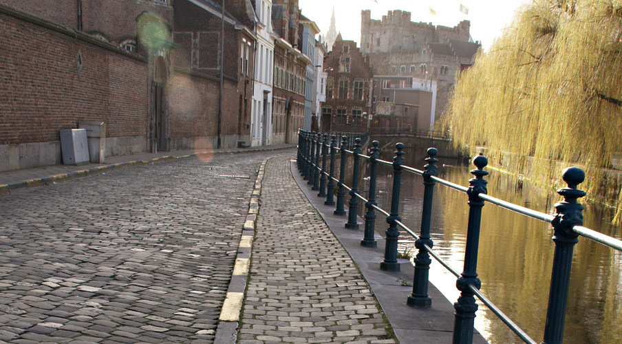 On the street along the canal at Ghent